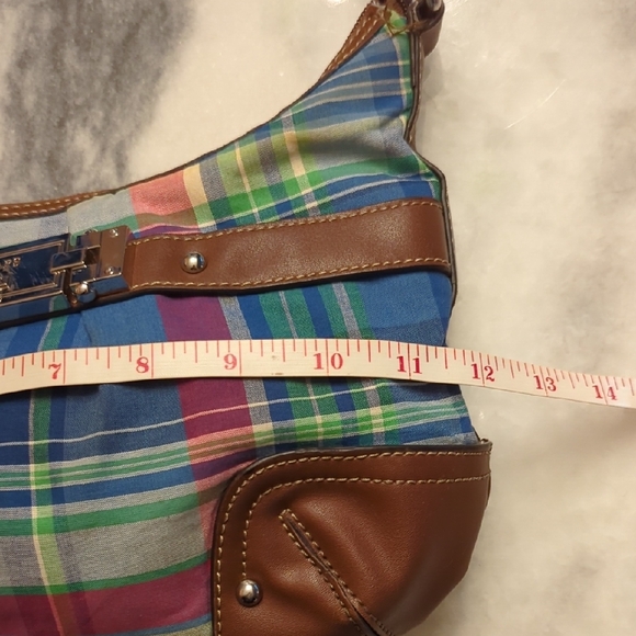 Chaps Ralph Lauren Luxemberg Blue Madras Plaid Shoulder Bag - Picture 10 of 16